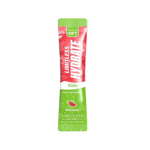 Limitless Hydrate Kids – 6 Sticks – Oral Electrolyte Solution with Xylitol – Watermelon Flavor – For Children Aged 1+