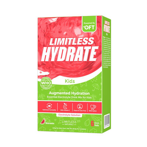 Limitless Hydrate Kids – 6 Sticks – Oral Electrolyte Solution with Xylitol – Watermelon Flavor – For Children Aged 1+