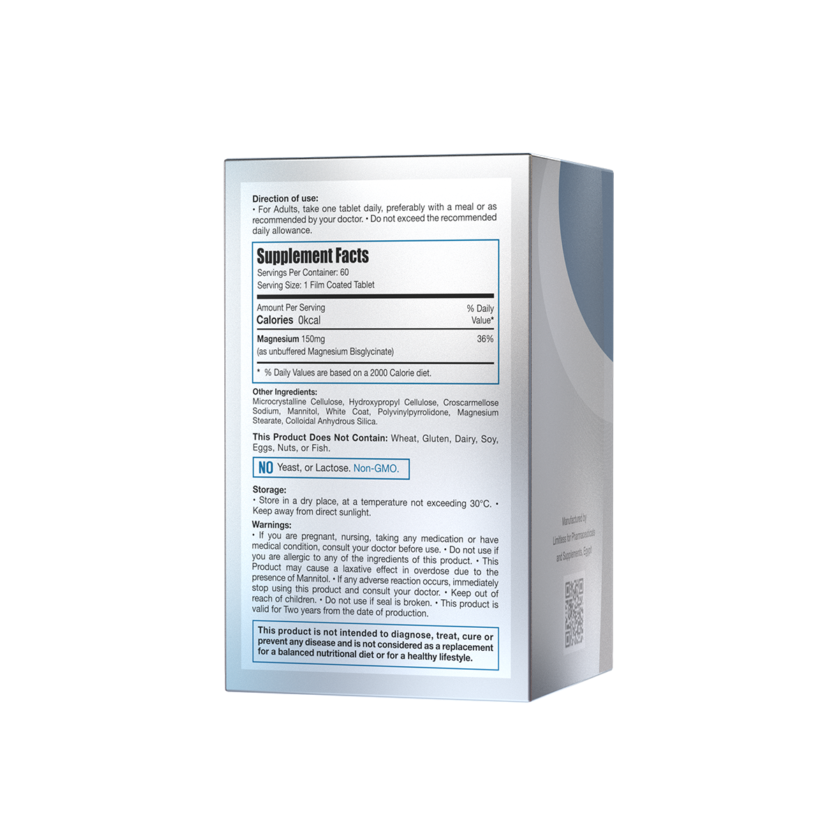 Limitless Magnesium – 150mg Chelated Magnesium – 60 Tablets – Sleep Quality, Muscle Function & Nervous system Support