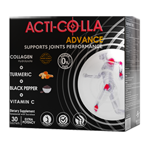 Acti Colla Advance — Marine Collagen 8000 mg with Vitamin C, Turmeric & Black Pepper | Orange Flavor | Joint Pain Relief, Joint Performance & Recovery | 30 Sachets