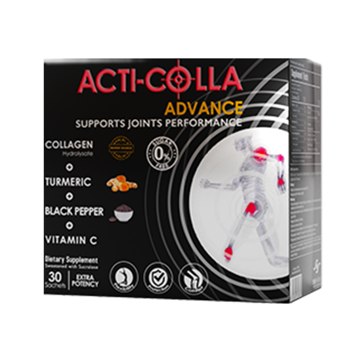 Acti Colla Advance — Marine Collagen 8000 mg with Vitamin C, Turmeric & Black Pepper | Orange Flavor | Joint Pain Relief, Joint Performance & Recovery | 30 Sachets