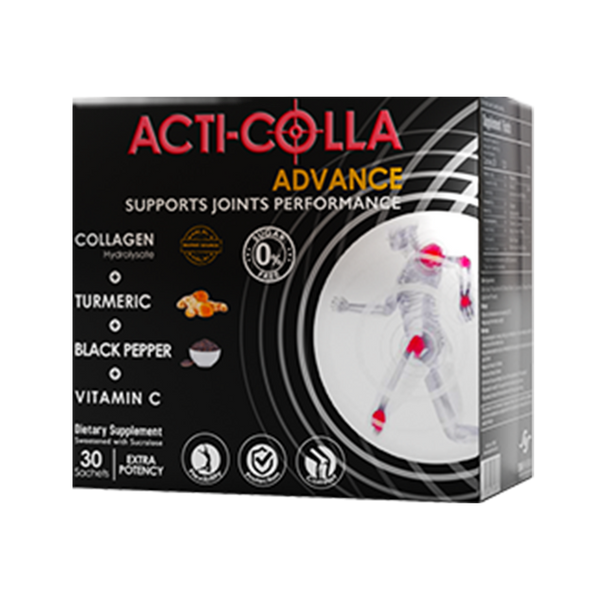 Acti Colla Advance — Marine Collagen 8000 mg with Vitamin C, Turmeric & Black Pepper | Orange Flavor | Joint Pain Relief, Joint Performance & Recovery | 30 Sachets