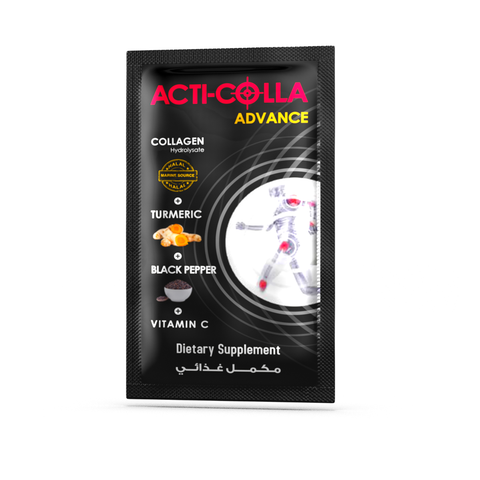 Acti Colla Advance — Marine Collagen 8000 mg with Vitamin C, Turmeric & Black Pepper | Orange Flavor | Joint Pain Relief, Joint Performance & Recovery | 30 Sachets