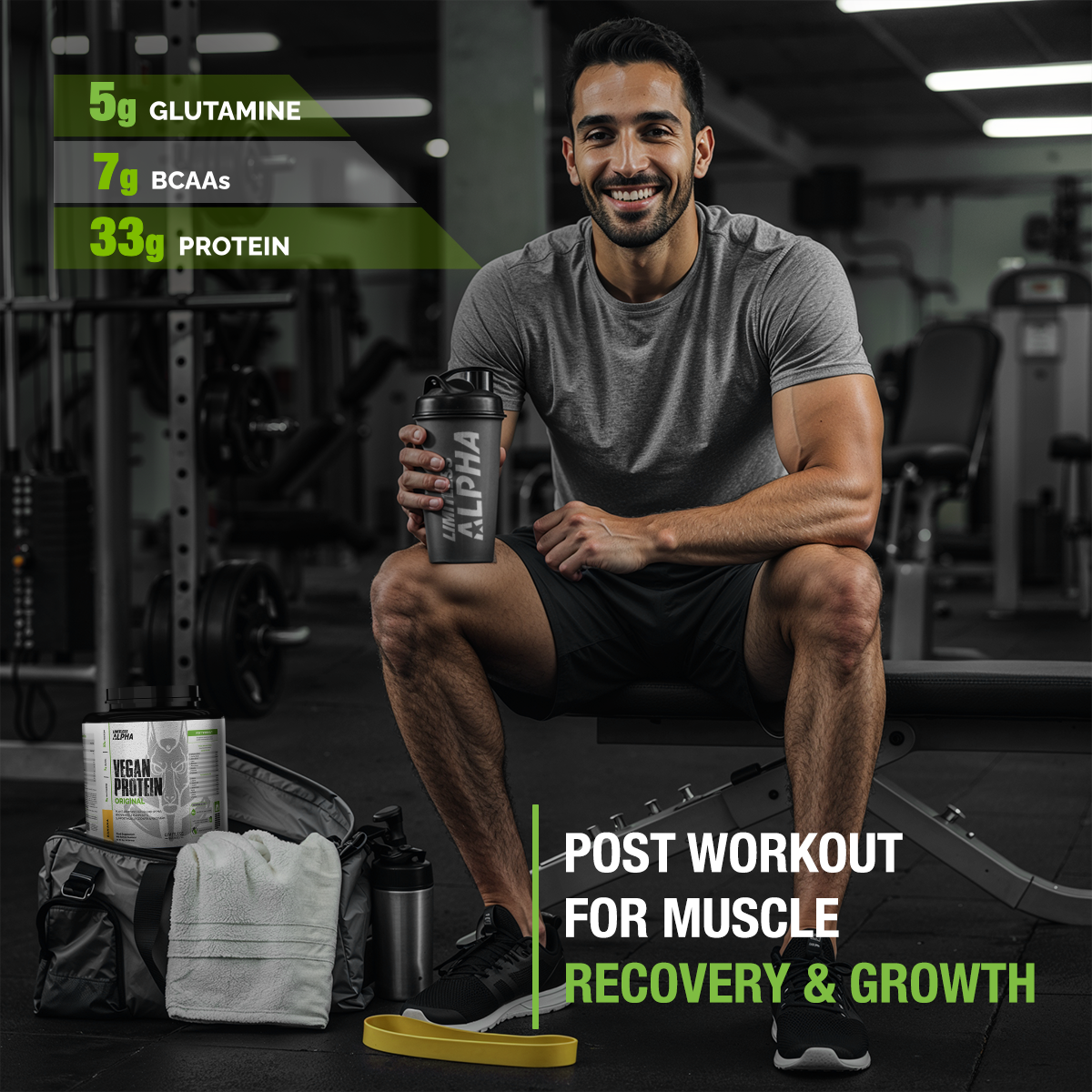 Limitless Alpha Vegan Protein – 2kg – 33g Plant-Based Protein with BCAA & Glutamine – Brown Rice, Pea & Pumpkin – Gluten-Free, Keto & Paleo – 46 Servings, Banana & Strawberry flavors.