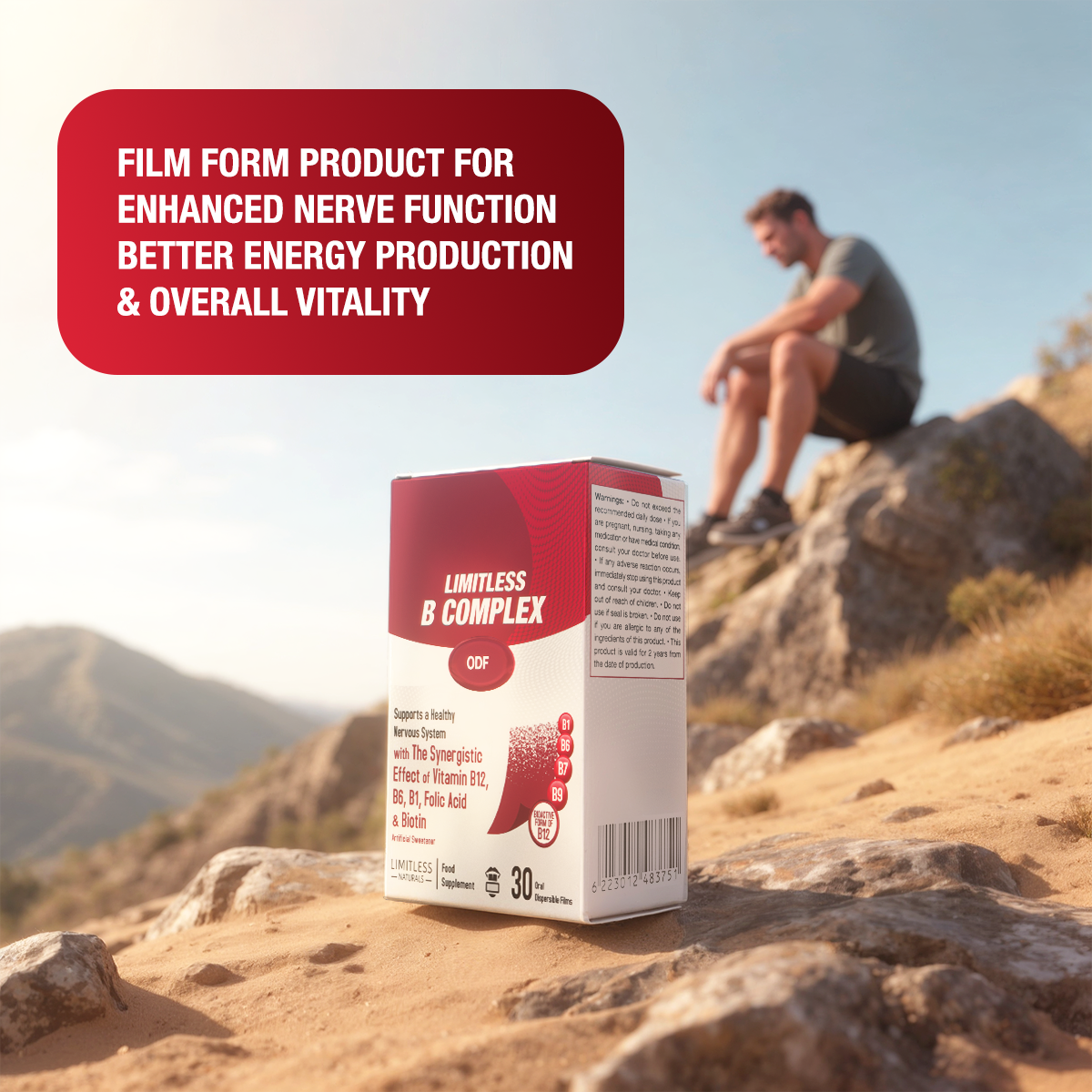 Limitless Vitamin B Complex ODF (2 Packs Bundle)  – 30 Oral Dissolving Films – Methylcobalamin, Folic Acid, B1, B6 & Biotin – Energy & Nervous System Support
