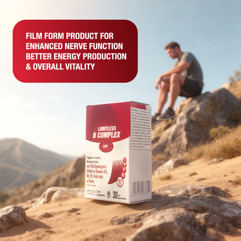 Limitless Vitamin B Complex ODF – 30 Oral Dissolving Films – Methylcobalamin, Folic Acid, B1, B6 & Biotin – Energy & Nervous System Support