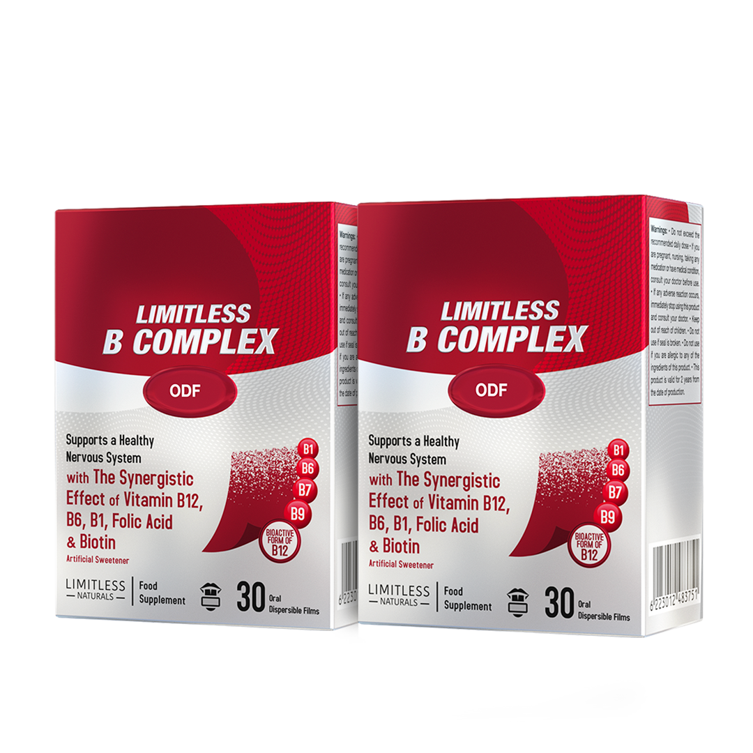 Limitless Vitamin B Complex ODF – 30 Oral Dissolving Films – Methylcobalamin, Folic Acid, B1, B6 & Biotin – Energy & Nervous System Support (2 Packs Bundle)