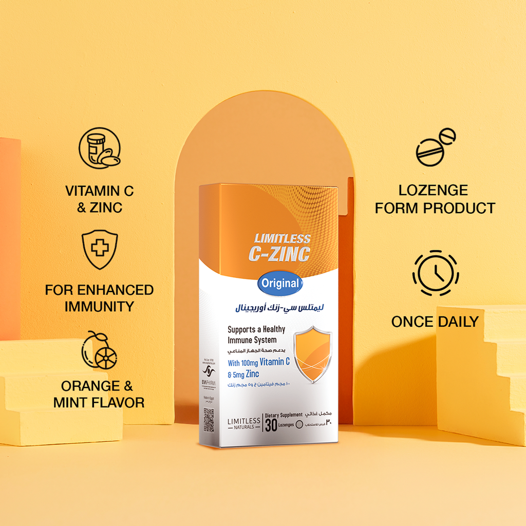 Limitless C-Zinc original - Vitamin C & Zinc - For Enhanced Immunity - 30 lozenges