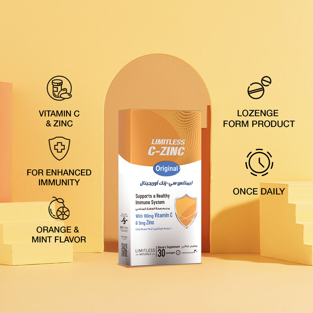 Limitless C-Zinc original - Vitamin C & Zinc - For Enhanced Immunity - 30 lozenges