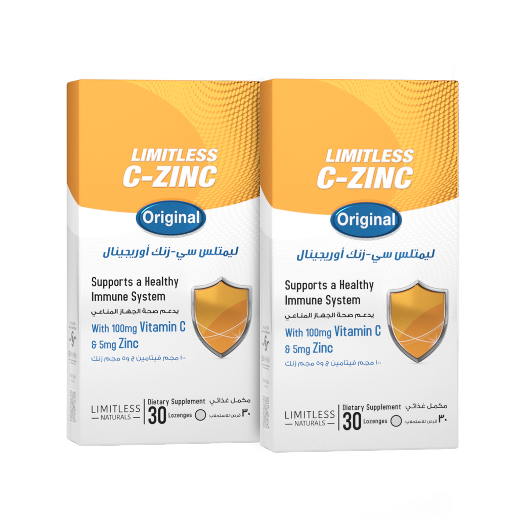 Limitless C-Zinc original - Vitamin C & Zinc - For Enhanced Immunity - 30 lozenges (2 Packs Bundle)