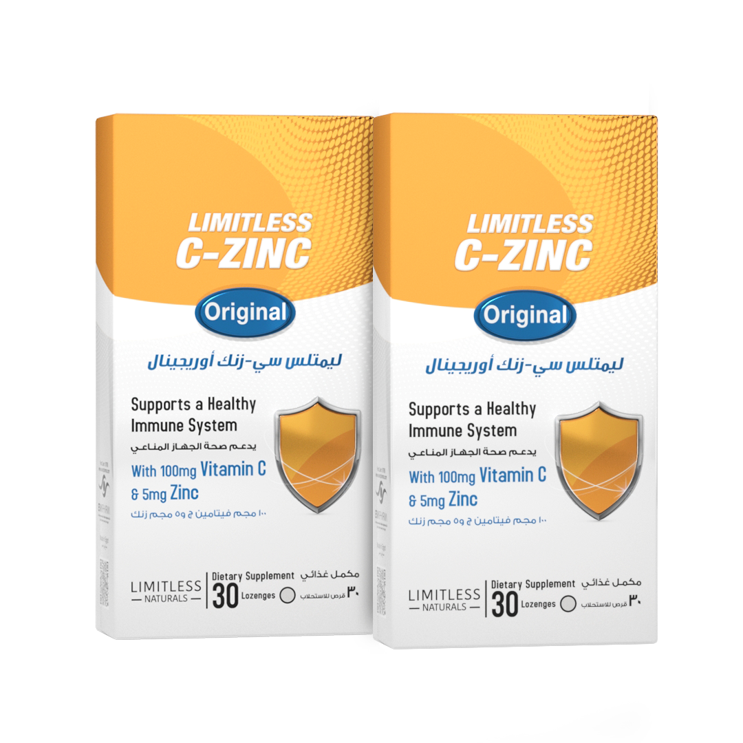 Limitless C-Zinc original - Vitamin C & Zinc - For Enhanced Immunity - 30 lozenges (2 Packs Bundle)