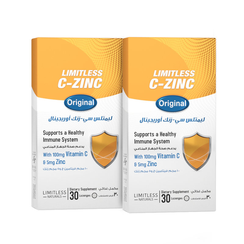 Limitless C-Zinc original - Vitamin C & Zinc - For Enhanced Immunity - 30 lozenges (2 Packs Bundle)