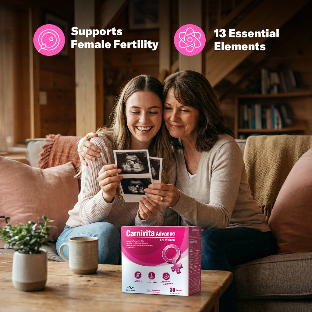 Carnivita Advance for Women – Female Fertility Support Sachets with L-Carnitine, Folic Acid & Antioxidants | Strawberry Flavor