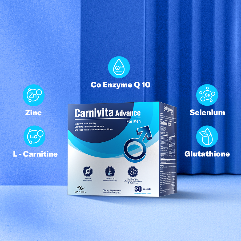 Carnivita Advance For Men - Dietary Supplement For Men's Vitality & Fertility - L Carnitine & Glutathione - 30 Sachets.