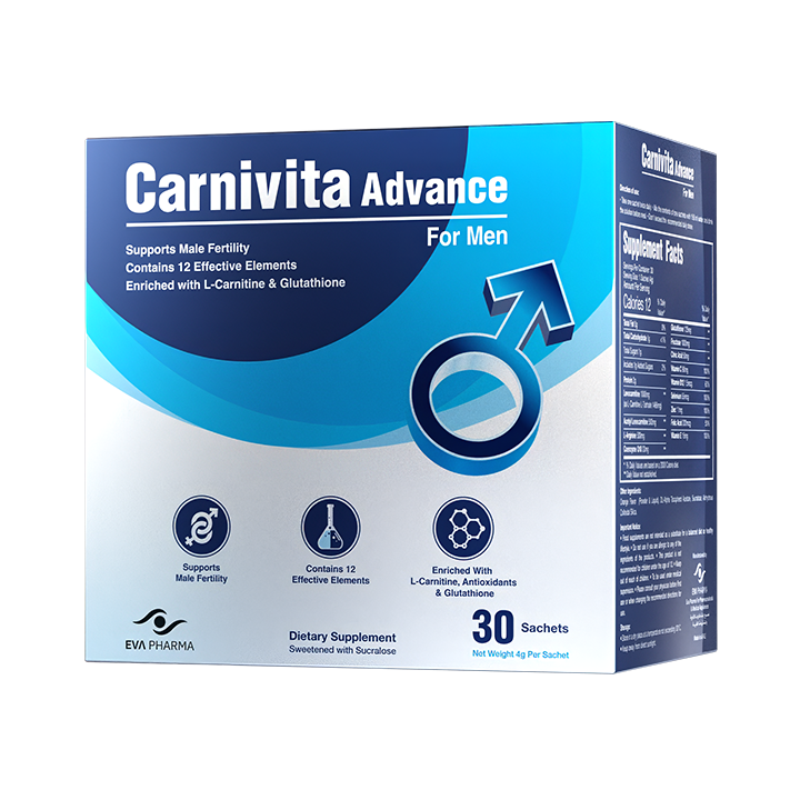 Carnivita Advance For Men - Dietary Supplement For Men's Vitality & Fertility - L Carnitine & Glutathione - 30 Sachets.