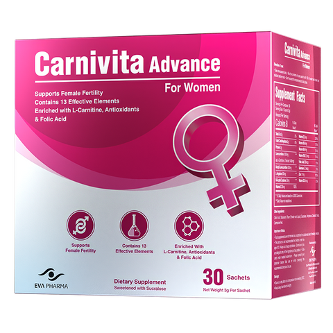 Carnivita Advance for Women – Female Fertility Support Sachets with L-Carnitine, Folic Acid & Antioxidants | Strawberry Flavor