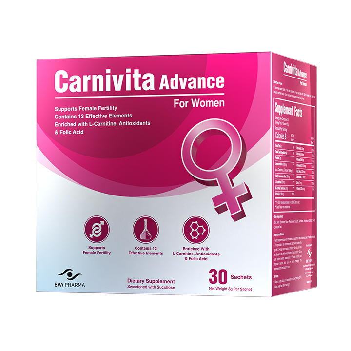Carnivita Advance for Women – Female Fertility Support Sachets with L-Carnitine, Folic Acid & Antioxidants | Strawberry Flavor