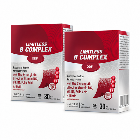 Limitless Vitamin B Complex ODF (2 Packs Bundle)  – 30 Oral Dissolving Films – Methylcobalamin, Folic Acid, B1, B6 & Biotin – Energy & Nervous System Support