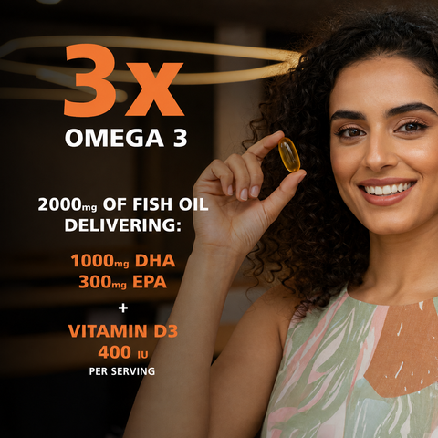 Limitless Omega 3 - Triple Strength Omega 3 Supplement For Enhanced Focus & Brain Health - 30 capsules.