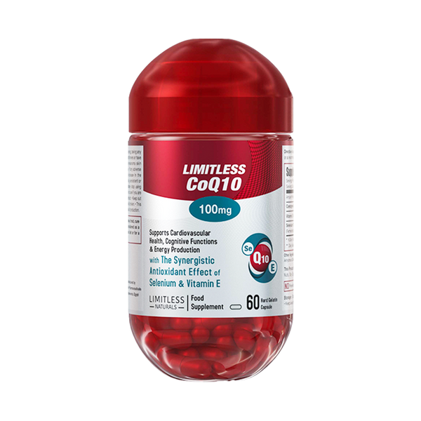 Limitless CoQ 10 - CoQ 10 Enzyme, vitamin E & Selenium - For cognitive, heart health & energy production- 60 capsules.