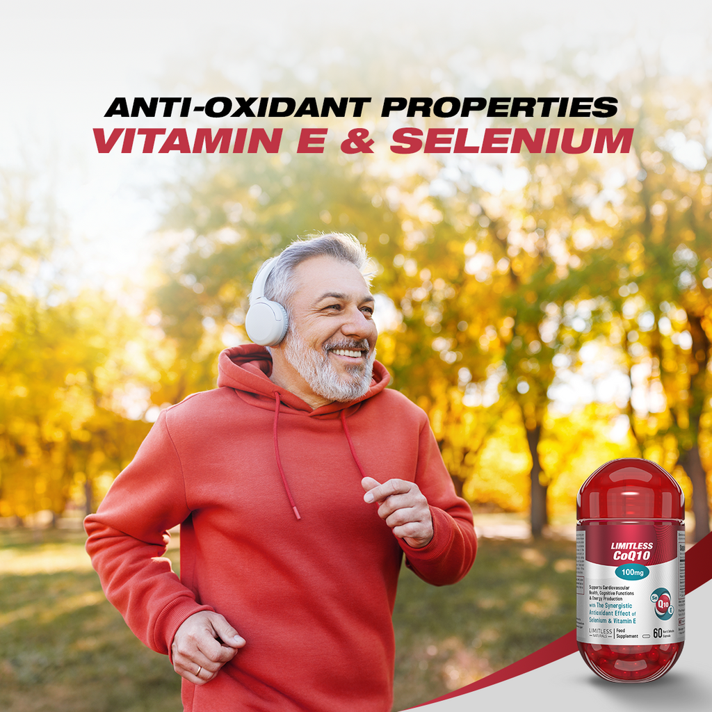 Limitless CoQ 10 - CoQ 10 Enzyme, vitamin E & Selenium - For cognitive, heart health & energy production- 60 capsules.