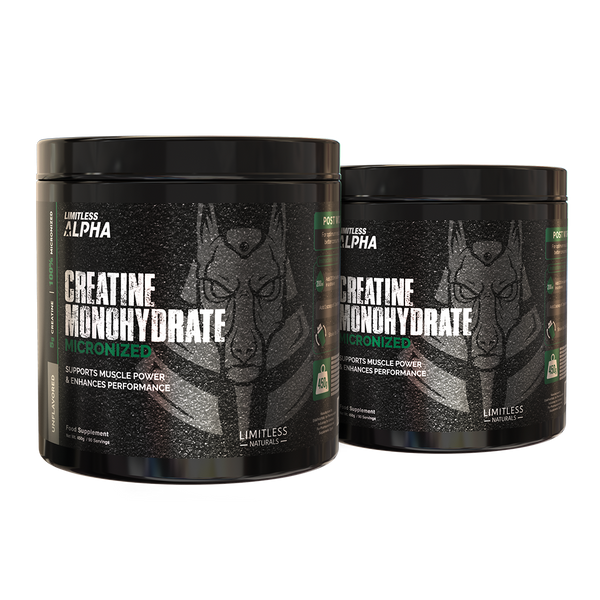 Limitless Alpha Creatine Monohydrate — 5g Creatine per Scoop, post workout for Strength, Power & Muscle Performance - 450g - 90 Servings (2 Packs Bundle)