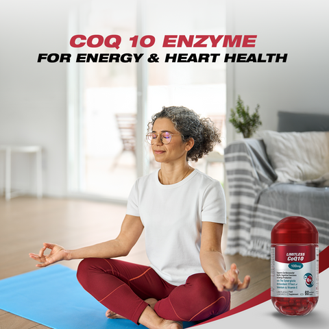 Limitless CoQ 10 - CoQ 10 Enzyme, vitamin E & Selenium - For cognitive, heart health & energy production- 60 capsules.