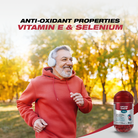 Limitless CoQ 10 - CoQ 10 Enzyme, vitamin E & Selenium - For cognitive, heart health & energy production- 60 capsules.