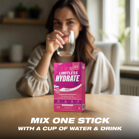 Limitless Hydrate Glow – 6 Sticks – Electrolytes + Vitamin C & Collagen – Hydration for Skin, Hair & Nail Health – Mixed Berries Flavor