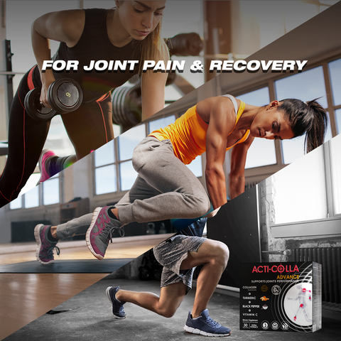 Acti Colla Advance — Marine Collagen 8000 mg with Vitamin C, Turmeric & Black Pepper | Orange Flavor | Joint Pain Relief, Joint Performance & Recovery | 30 Sachets