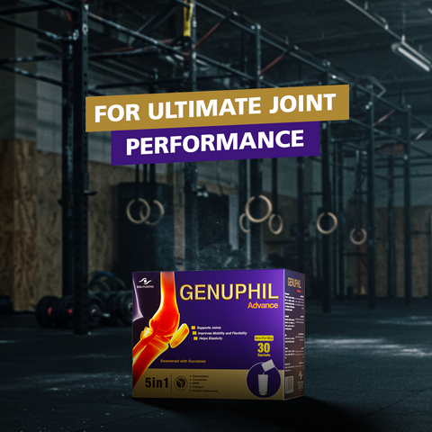 Genuphil Advance - 5 in 1 joint support formula - Glucosamine, Marine Collagen, Chondroitin, MSM & Sodium Hyaluronate - 30 sachets.
