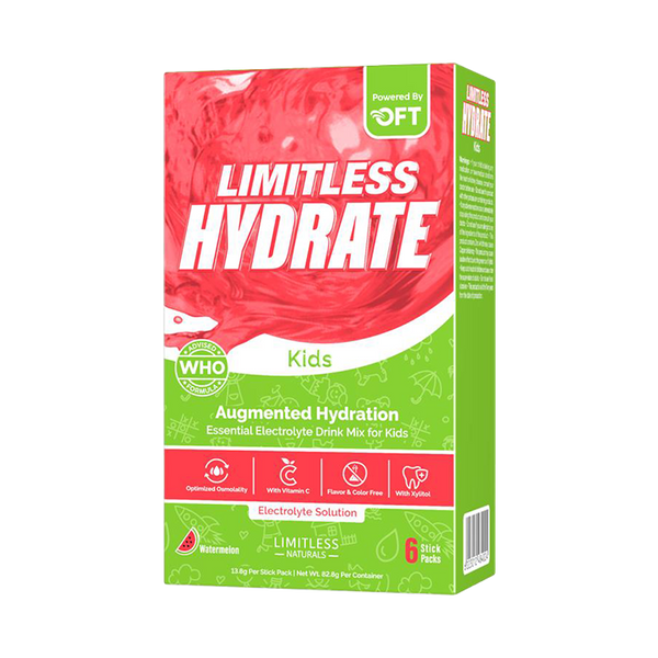 Limitless Hydrate Kids – 6 Sticks – Oral Electrolyte Solution with Xylitol – Watermelon Flavor – For Children Aged 1+