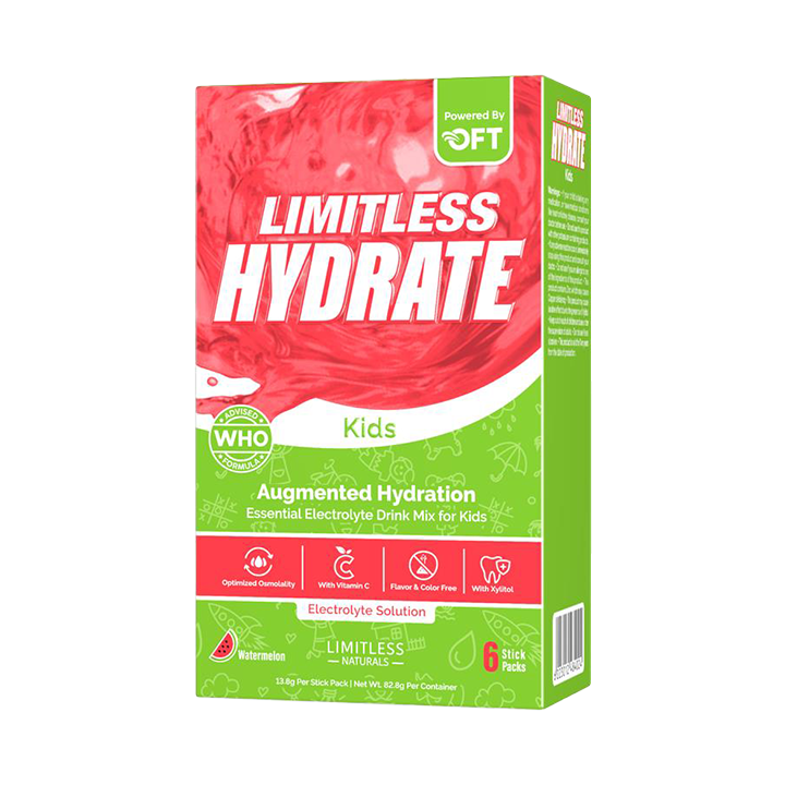 Limitless Hydrate Kids – 6 Sticks – Oral Electrolyte Solution with Xylitol – Watermelon Flavor – For Children Aged 1+