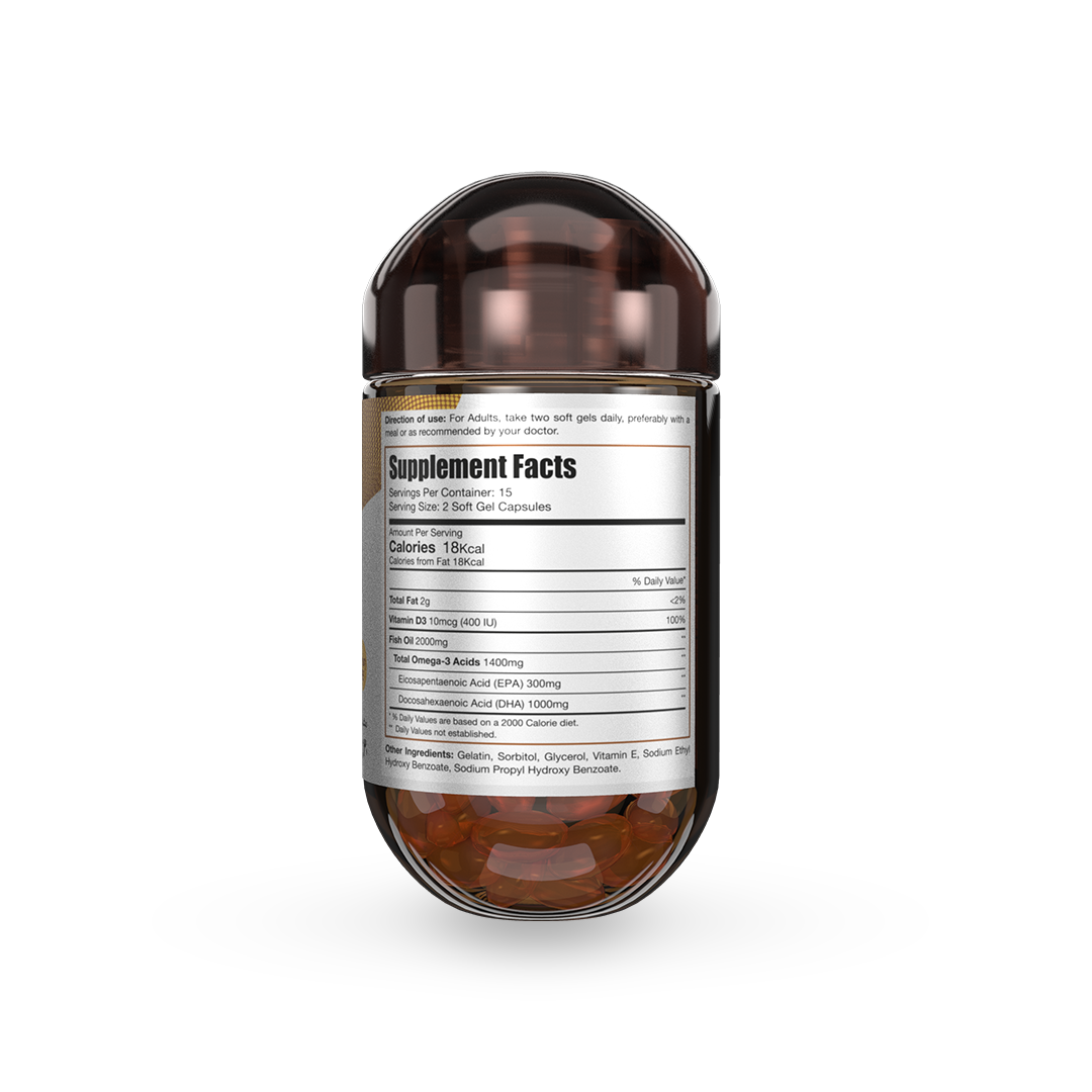 Limitless Omega 3 - Triple Strength Omega 3 Supplement For Enhanced Focus & Brain Health - 30 capsules.