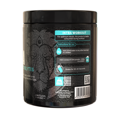 Limitless Alpha EAA + Electrolytes – 296g – 7.5g EAAs & 497mg Electrolytes Per Scoop – 30 Servings – Lemon & Mixed Berries Flavors.