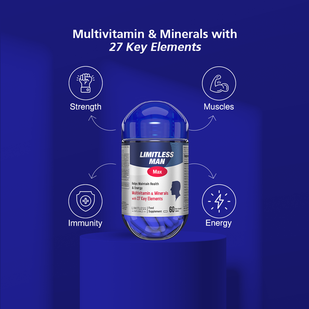 Limitless Man Max Multivitamin for Men -  For Sustained Energy & Men's Wellbeing 60-Tablets.
