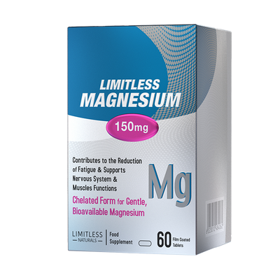 Limitless Magnesium – 150mg Chelated Magnesium – 60 Tablets – Sleep Quality, Muscle Function & Nervous system Support