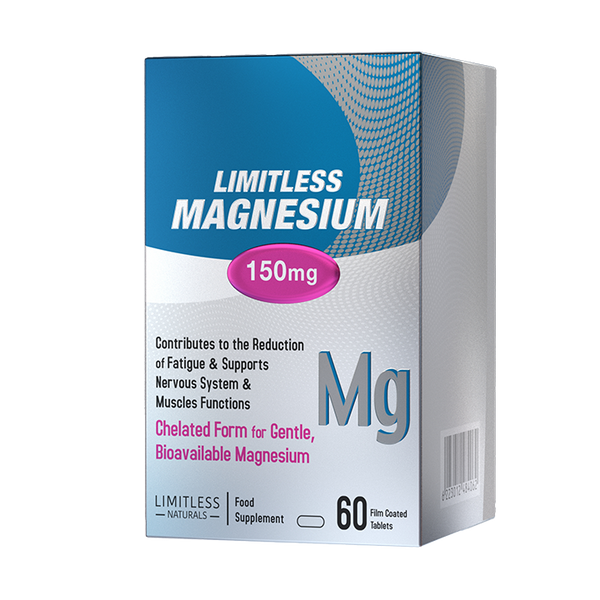 Limitless Magnesium – 150mg Chelated Magnesium – 60 Tablets – Sleep Quality, Muscle Function & Nervous system Support