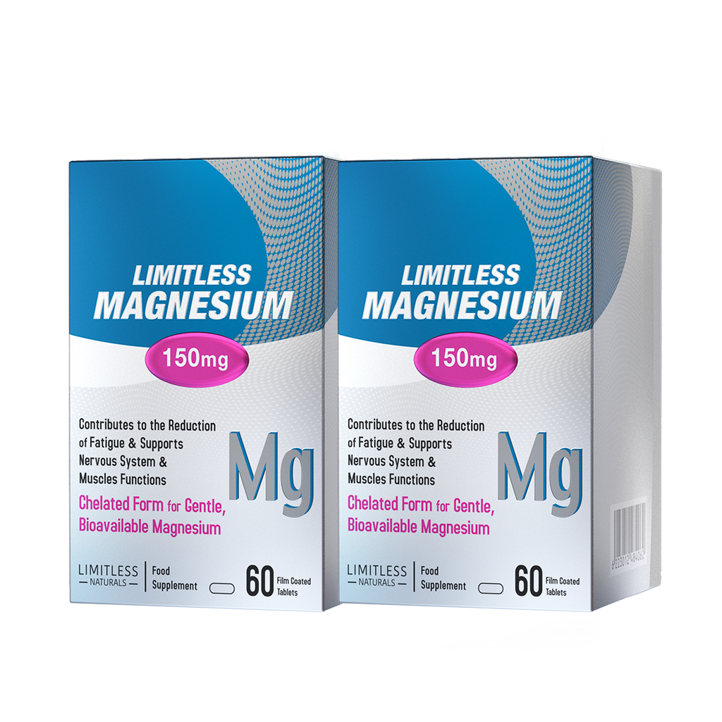 Limitless Magnesium – 150mg Chelated Magnesium – 60 Tablets – Sleep Quality, Muscle Function & Nervous system Support (2 Packs Bundle)