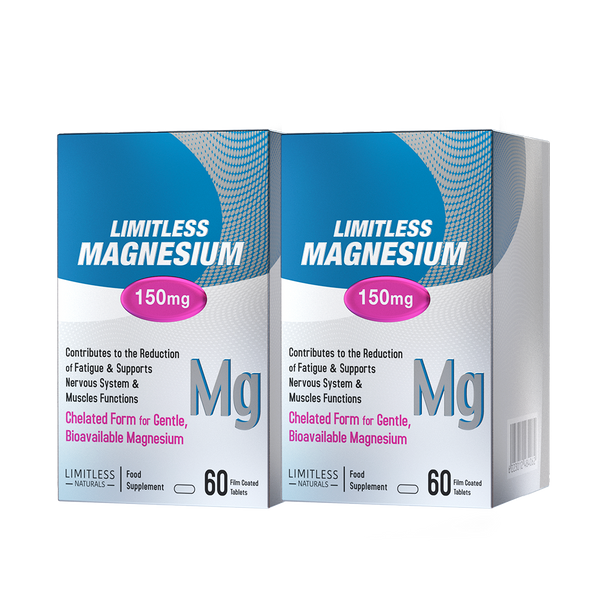 Limitless Magnesium – 150mg Chelated Magnesium – 60 Tablets – Sleep Quality, Muscle Function & Nervous system Support (2 Packs Bundle)