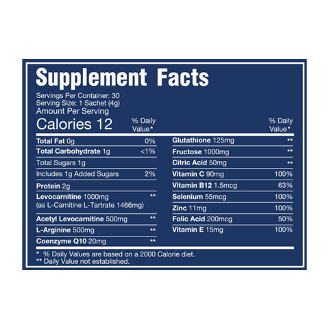 Carnivita Advance For Men - Dietary Supplement For Men's Vitality & Fertility - L Carnitine & Glutathione - 30 Sachets.
