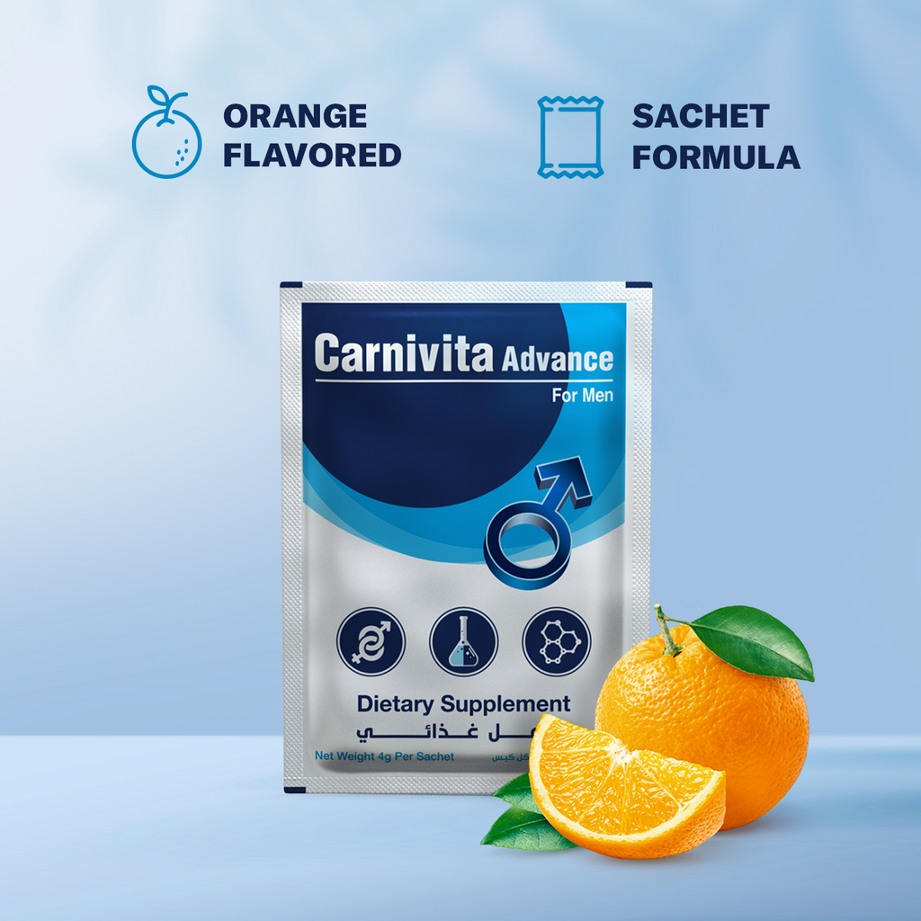Carnivita Advance For Men - Dietary Supplement For Men's Vitality & Fertility - L Carnitine & Glutathione - 30 Sachets.