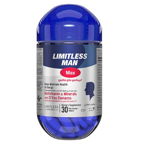 Limitless Man Max Multivitamin for Men -  For Sustained Energy & Men's Wellbeing 30 & 60-Tablets.