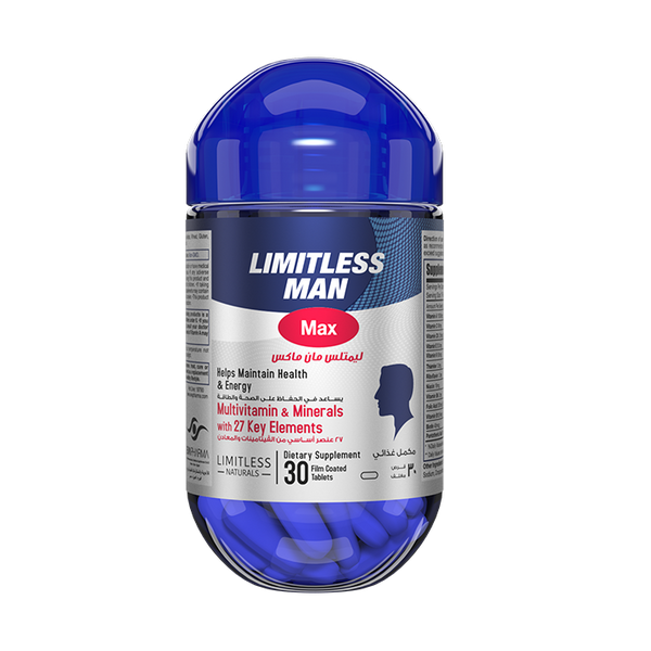 Limitless Man Max Multivitamin for Men -  For Sustained Energy & Men's Wellbeing 30 & 60-Tablets.