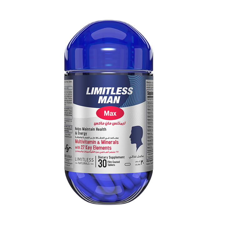 Limitless Man Max Multivitamin for Men -  For Sustained Energy & Men's Wellbeing 30 & 60-Tablets.