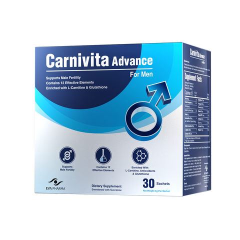 Carnivita Advance For Men - Dietary Supplement For Men's Vitality & Fertility - L Carnitine & Glutathione - 30 Sachets.