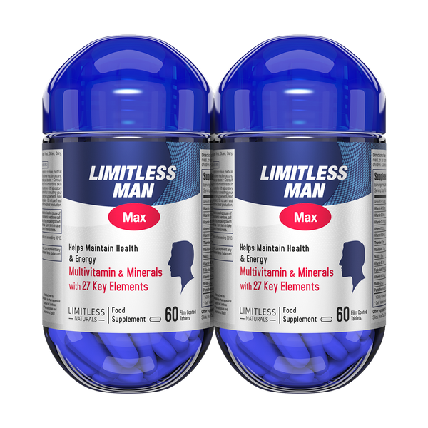 Limitless Man Max Multivitamin for Men -  For Sustained Energy & Men's Wellbeing 60-Tablets. (2 Packs Bundle)