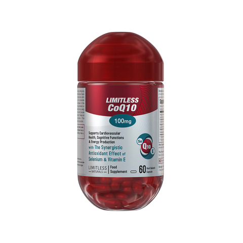 Limitless CoQ 10 - CoQ 10 Enzyme, vitamin E & Selenium - For cognitive, heart health & energy production- 60 capsules.