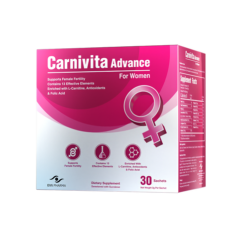 Carnivita Advance for Women – Female Fertility Support Sachets with L-Carnitine, Folic Acid & Antioxidants | Strawberry Flavor