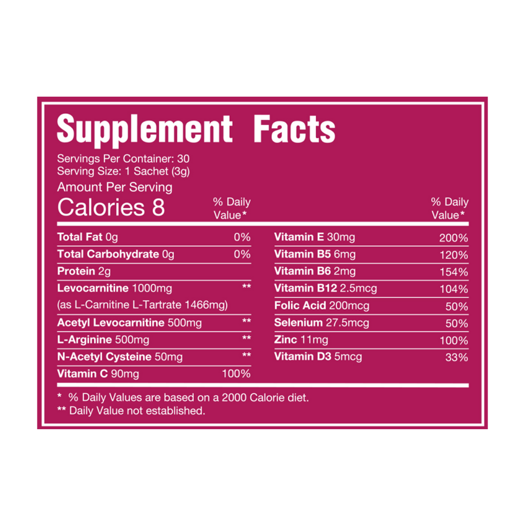 Carnivita Advance for Women – Female Fertility Support Sachets with L-Carnitine, Folic Acid & Antioxidants | Strawberry Flavor